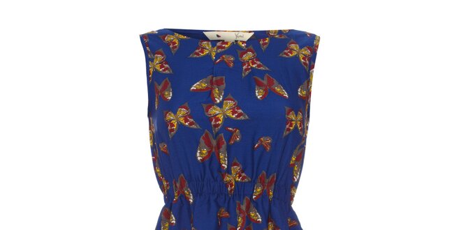 Dámske modré šaty s motýlikmi Yumi