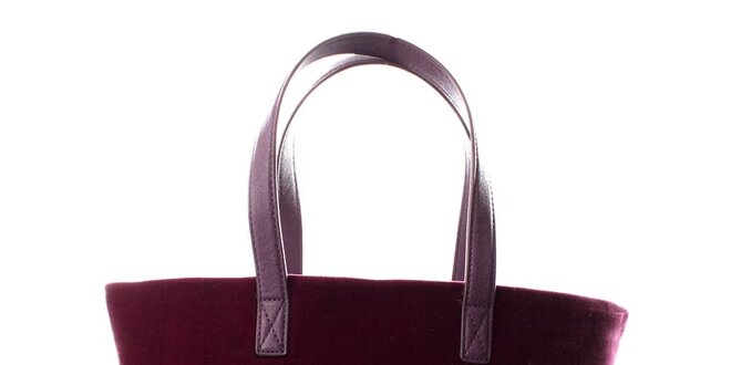 Dámska fialovo-vínová zamatová kabelka s flitrami DKNY