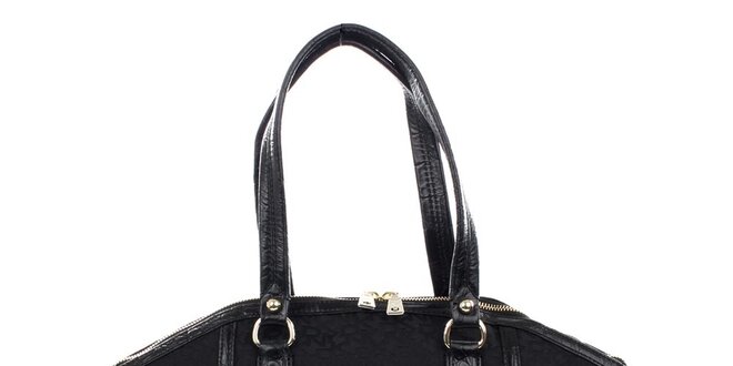 Dámska čierna kabelka s krokodílim vzorom DKNY
