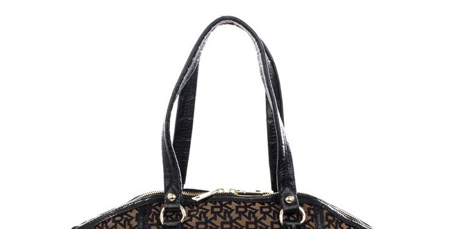 Dámska čierno-hnedá kabelka s krokodílim vzorom DKNY