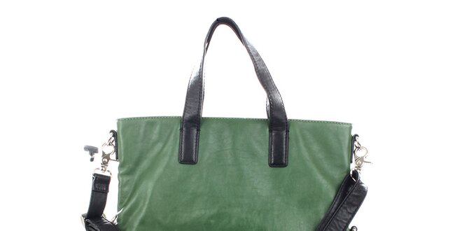 Dámska čierno-zelená kožená kabelka DKNY