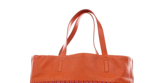 Dámska oranžovo-ružová kabelka s prepletaním DKNY