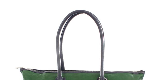 Dámska čierno-zelená kožená kabelka DKNY