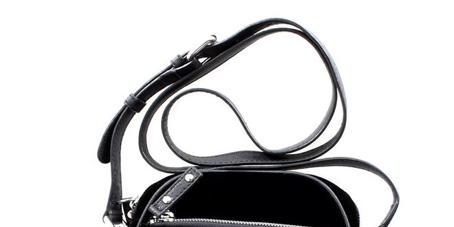 Dámska malá čierna zamatová kabelka DKNY