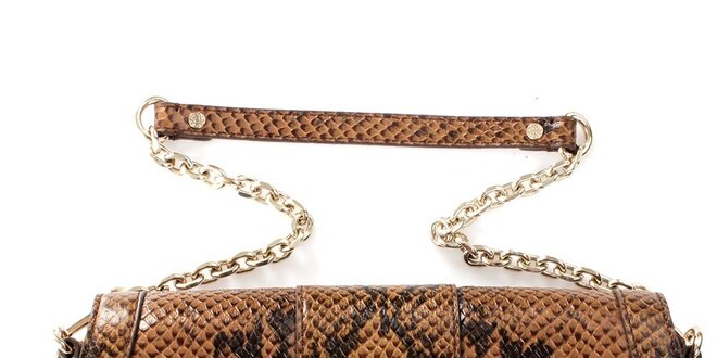 Dámska hnedá kabelka s hadím vzorom DKNY