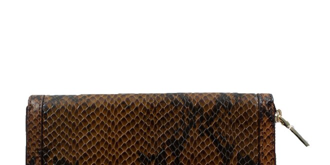 Dámska hnedá peňaženka s hadím vzorom DKNY