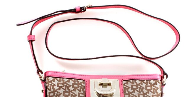 Dámska béžová kabelka s ružovými detailmi DKNY
