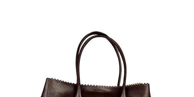 Dámska tmavo hnedá kabelka s ozdobným lemom Made in Italia