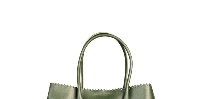 Dámska zelená kabelka s ozdobným lemom Made in Italia