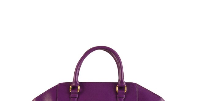 Dámska fialová kožená kabelka Made in Italia