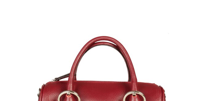 Dámska červená kabelka s prackami Made in Italia