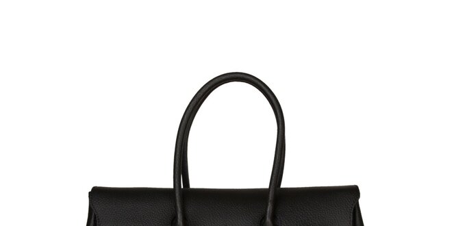 Dámska čierna kožená kabelka Made in Italia