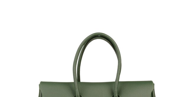 Dámska zelená kožená kabelka Made in Italia