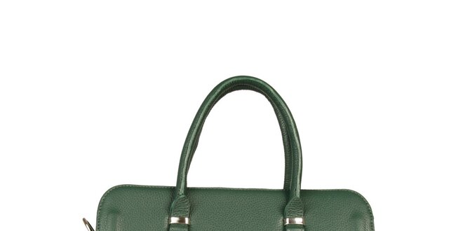 Dámska zelená kufríková kabelka z kože Made in Italia