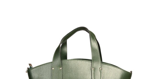 Dámska zelená kabelka so zapínaním na zips Made in Italia