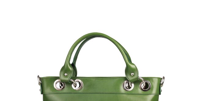 Dámska zelená kabelka s dvomi ušami Made in Italia
