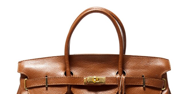 Dámska koňakovo hnedá kufríková kožená kabelka Isabella Rhea