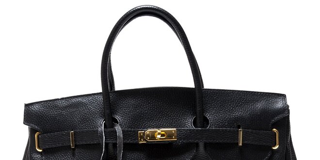 Dámska čierna kufríková kožená kabelka Isabella Rhea