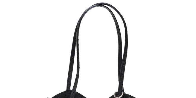 Dámska čierna kabelka s imitáciou pštrosej kože Isabella Rhea