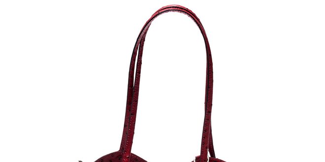 Dámska malinová kabelka s imitáciou pštrosej kože Isabella Rhea