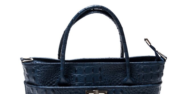 Dámska modrá štvorcová kabelka s hadím vzorom Isabella Rhea