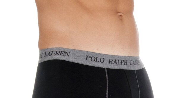 Pánske čierne boxerky Ralph Lauren s šedým lemom