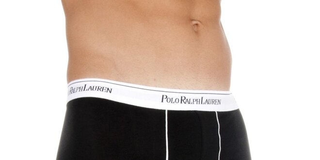 Pánske čierne boxerky Polo Ralph Lauren s bielym lemom