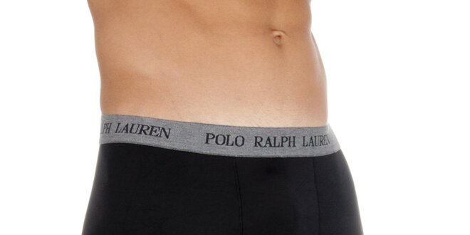Pánske čierne boxerky Polo Ralph Lauren s šedivým pásom
