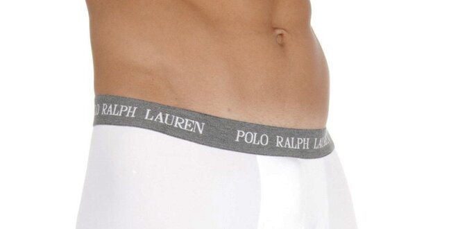Pánske biele boxerky Polo Ralph Lauren se šedivým lemom