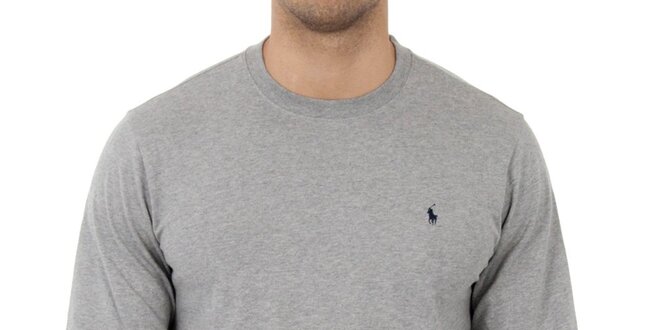 Pánske svetlo šedé melírované tričko Ralph Lauren