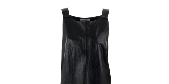 Dámske čierne šaty s koženým predným dielom Max Mara