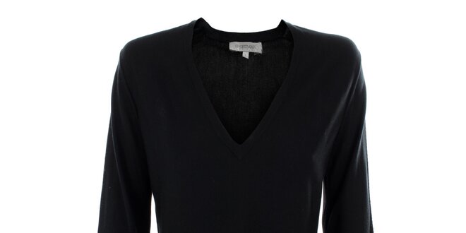 Dámsky čierny hodvábny sveter s výstrihom do V Max Mara