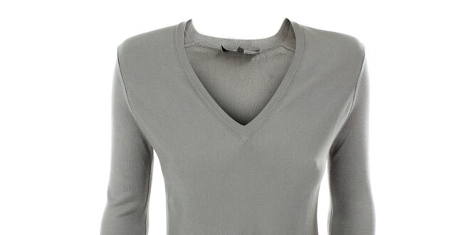 Dámsky šedý hodvábny sveter s výstrihom do V Max Mara