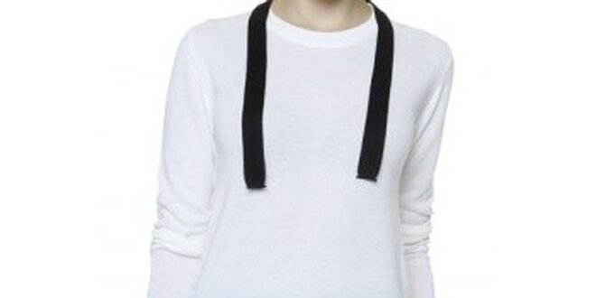 Dámsky biely sveter s čiernym lemom Pierre Balmain
