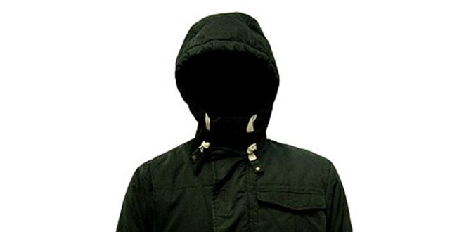 Pánska čierna bunda s kapucňou Bench