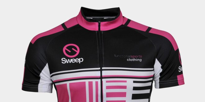 Ružovo-čierny cyklistický dres Sweep