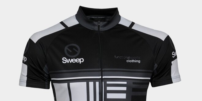 Šedo-čierny cyklistický dres Sweep