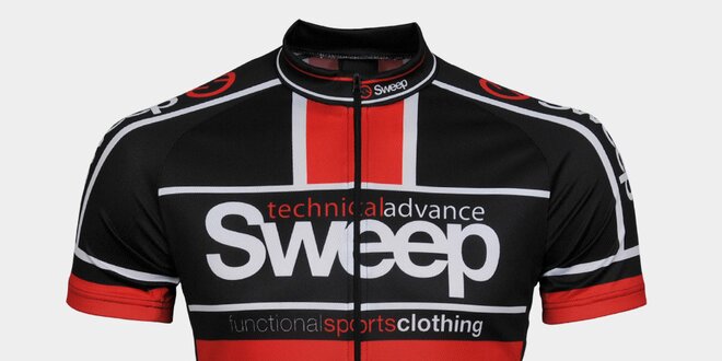 Červeno-čierny cyklistický dres Sweep