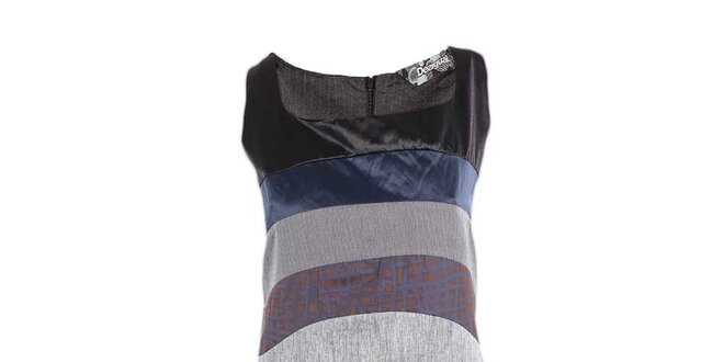 Dámske šedo-čierne šaty s fialovým pruhom Desigual