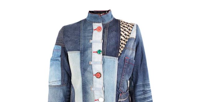Dámsky džínsový kabátik s farebnými gombíkmi Desigual