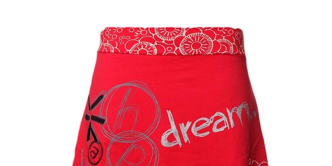 Dámska červená áčková sukňa s potlačou Desigual