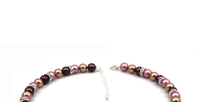Dámsky perlový náhrdelník Royal Adamas s ružovo-fialovo-zlatými perlami