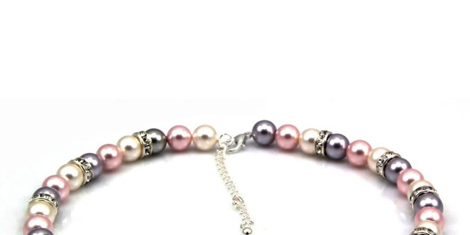Dámsky perlový náhrdelník Royal Adamas so strieborno-ružovými perlami