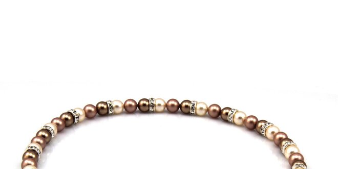 Dámsky perlový náhrdelník Royal Adamas s hnedými perlami