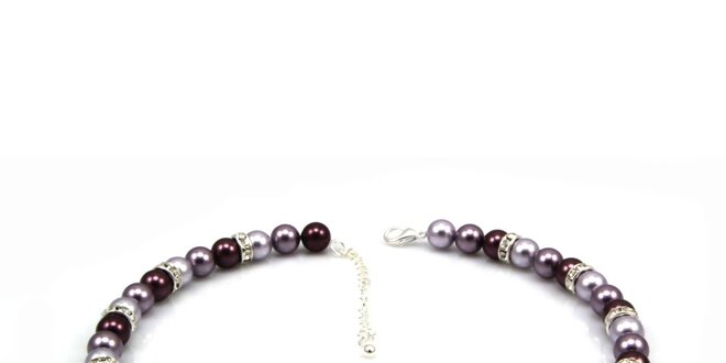Dámsky perlový náhrdelník Royal Adamas s fialovo-striebornými perlami