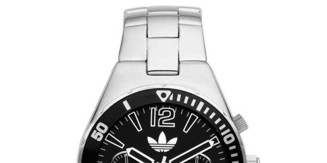 Unisexové oceľové hodinky s čiernym ciferníkom Adidas