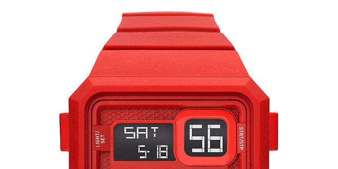 Unisexové červené digitálne hodinky so stopkami Adidas