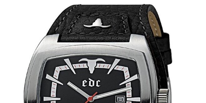 Čierne hodinky s koženým remienkom EDC by Esprit