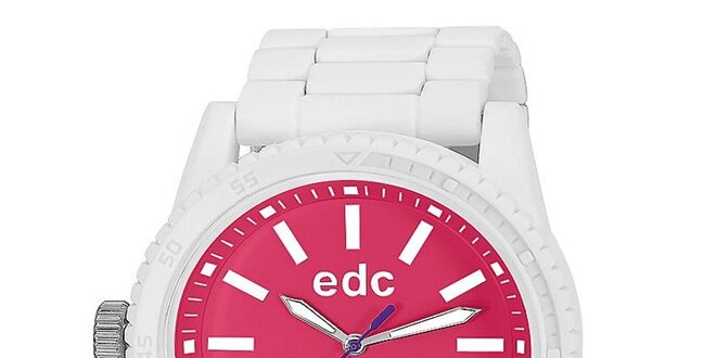Dámske biele hodinky s ružovým ciferníkom EDC by Esprit
