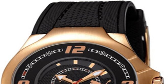 Pánske čierno-zlaté analógové hodinky Puma